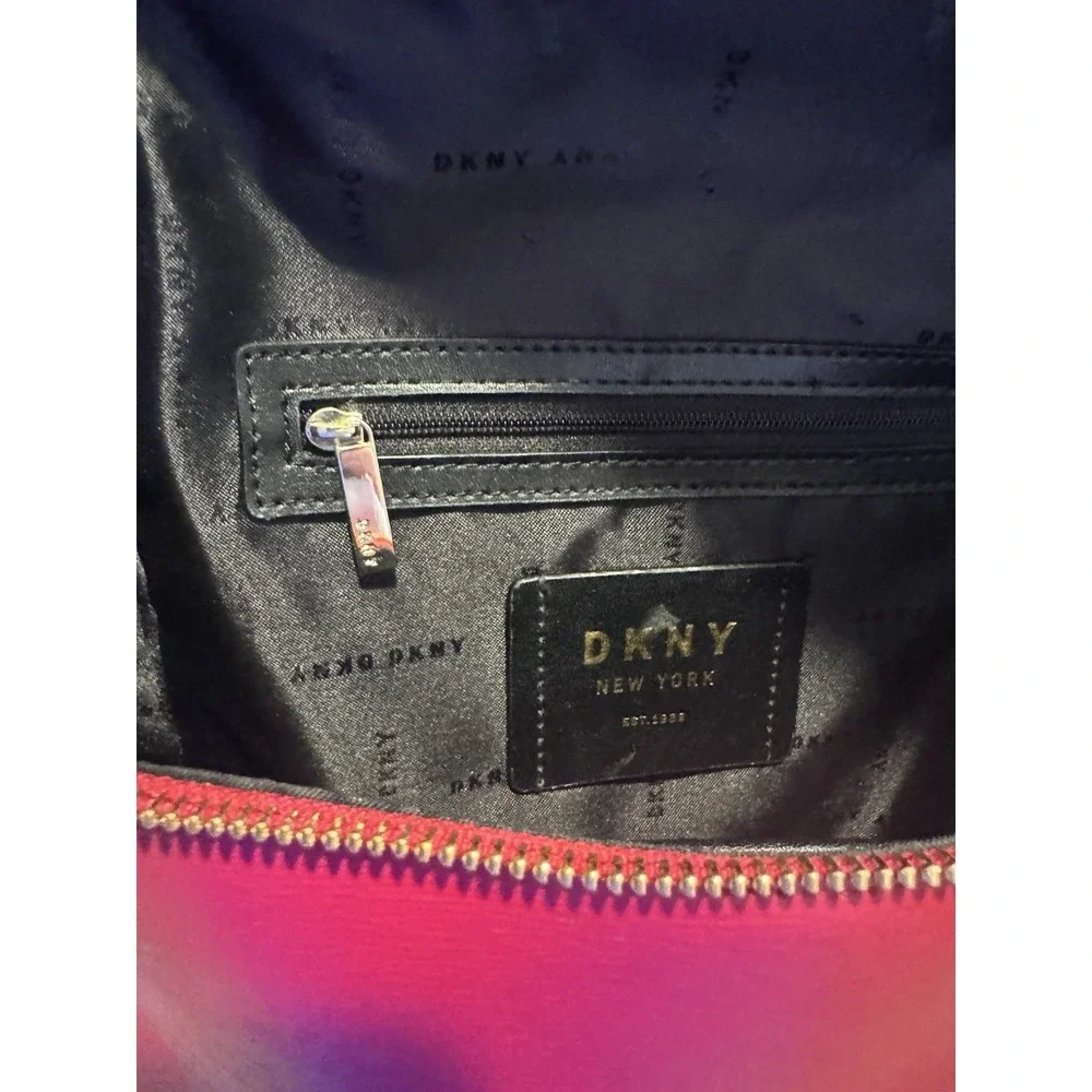 DKNY Bryant Red Leather Front Zipped Flap Over Backpack Purse Adjustable Straps